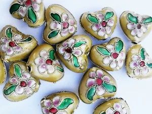 Cloisonne heart-shaped 15 pcs 17x14x8mm beads - Picture 1 of 3