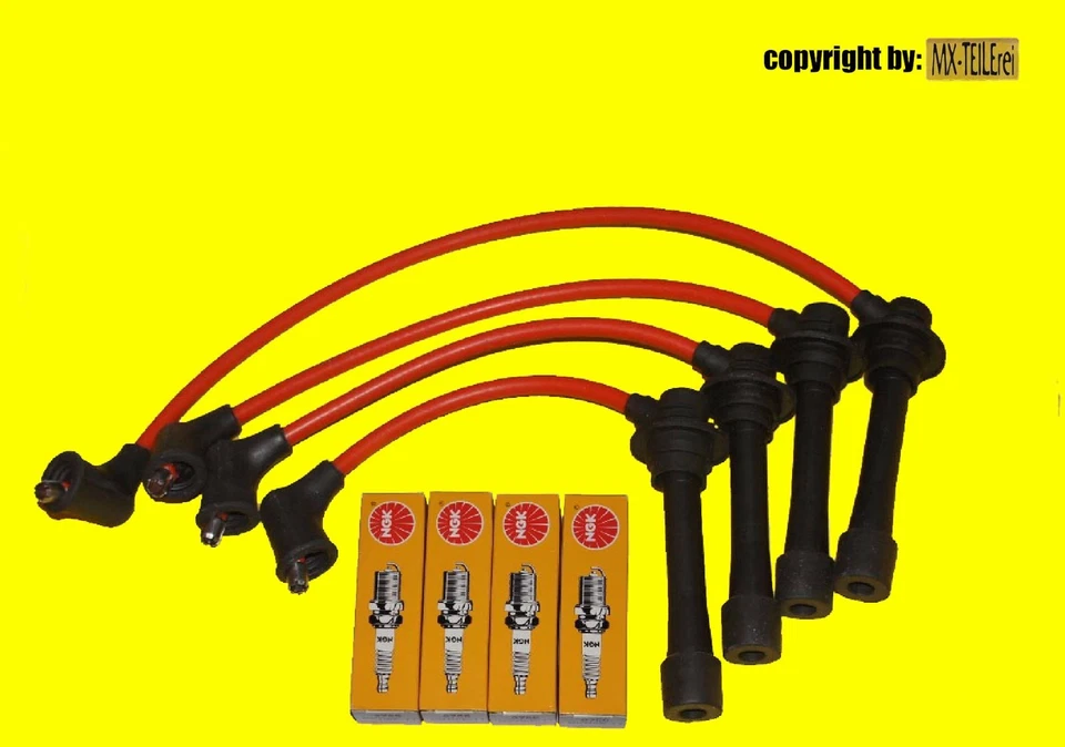 Cavo accensione Mazda MX-5 set cavi accensione in silicone rosso 8 mm NA NB incl. candele - Immagine 1 di 1