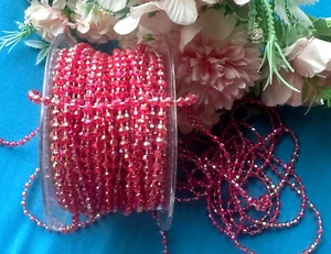 1/8" Round Imitation Pearl Beads Chain Sewing Trim red color 10 yards - Picture 1 of 1