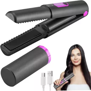Cordless Flat Iron Travel Portable Fast Heating USB 2 In 1 Wireless Straightener - Picture 1 of 16