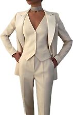 Women Business Office Suit 3 Pieces Set Lapel Blazer Jacket+Vest+Pants Pantsuits