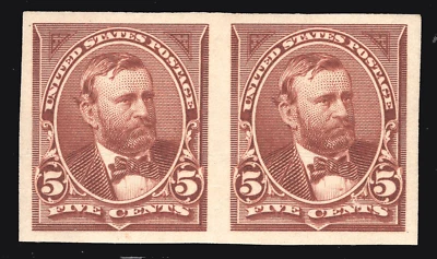 MOMEN: US STAMPS #255P5 IMPERF PAIR PROOF MINT OG NH LOT #80156 - Image 1 of 2