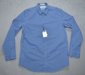 Calvin Klein Dress Shirt Mens (M) 15-15.5 32/33 Non Iron Classic Fit Blue Stripe - Picture 1 of 8