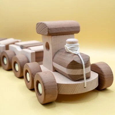 Juego de tren de madera Pull-Along a Ámsterdam - No tóxico, ecológico, Montessori Foto 1 de 2