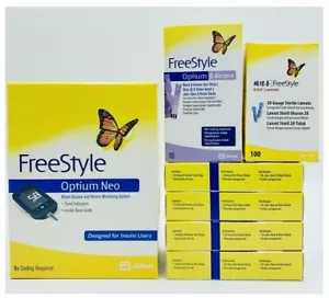 Abbott Freestyle Optium Neo Meter + 50 Ketone Test Strips + 100 Lancets - Picture 1 of 3