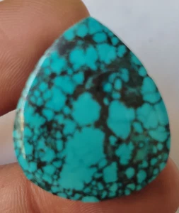 Ragnatela nera naturale 38,20 ct. turchese blu pera non trattata pietra preziosa sfusa - Foto 1 di 6