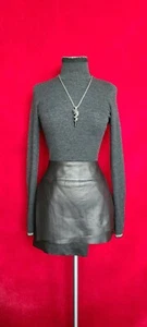 Helmut Lang Black Soft Leather Asymmetrical Layered Mini Skirt size M - Picture 1 of 8