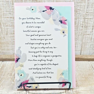 Tarjeta de felicitación de cumpleaños Hallmark 5x7 mamá verde rosa floral triple amor maravilloso - Imagen 1 de 11