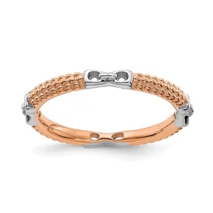 2mm Sterling Silver & 14k Rose Gold Plated Stackable Band - Picture 1 of 7