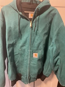 VTG Carhartt Women’s Jacket Coat Hooded Dark Teal No Size Tag Looks Medium - Picture 1 of 6