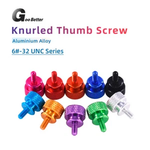 UNC 6#-32 Flat Head Knurled Thumb Screw Bolts Aluminum Computer Case hand Bolts - Picture 1 of 23