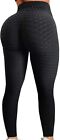 leggings Scrunch Butt Lift pour femmes texturé anti-cellulite entraînement noir