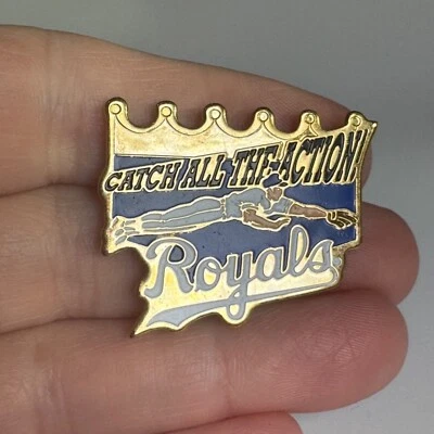 Vintage Kansas City Royals Catch All the Action Lapel Pin - Image 1 of 3