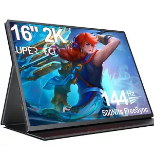 UPERFECT 16" 2K 144Hz Portable Monitor 2*USB C Extend Display For Game Switch PS - Picture 1 of 10