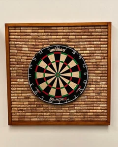 Bespoke Dartboard Backer Walnut Stained Cork DartBoard Surround 30" x 30” - Picture 1 of 11