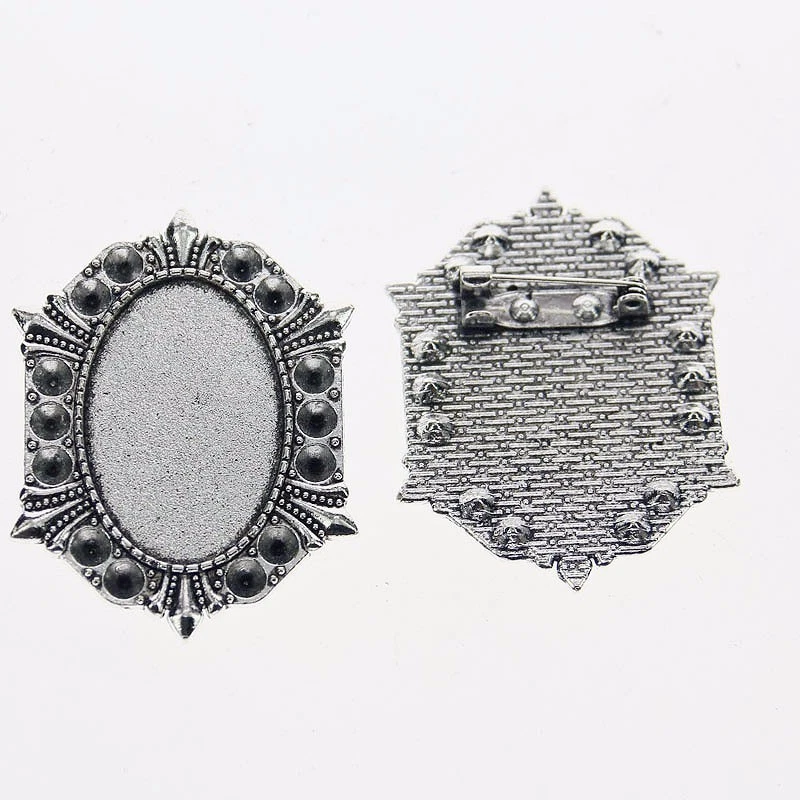 4pcs Tibetan Silver Color Oval 29x19mm Cabochon Settings Brooch Design XA0106 - Image 1 of 1