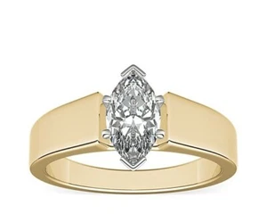 2 Ct Fancy Marquise Cut IGI Certified Lab Grown Diamond Rings 14K Yellow Gold - Picture 1 of 7
