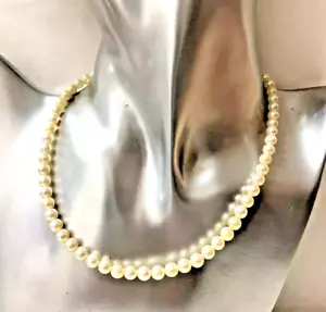 ✨✨AAA+ COLLANA di PERLE AKOYA GIAPPONE ACQUA SALATA ROTONDE CREMA ARGENTO 925 - Foto 1 di 14