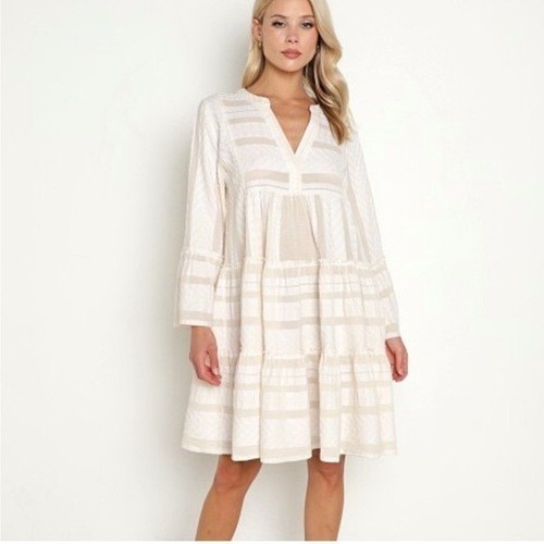 OFF WHITE Abito corto Devotion Twins Ella ecrù bianco sporco Grecia taglia small S