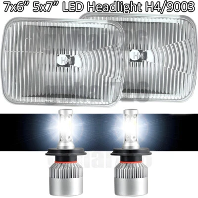 2PCS For Nissan Pickup Hardbody D21 7x6" LED Headlights High/Low Beam NEW H4 - Image 1 of 4