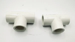 2-Pk CHARLOTTE Pipe 1/2" SCH40 PVC TEE Fitting S x S x FPT - Picture 1 of 4