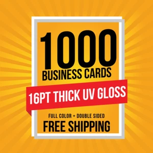 1000 Business Cards THICK 16pt | FULL COLOR | Glossy UV Coating | FREE SHIPPING - Picture 1 of 7