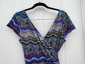 Nomadic Traders Dress Low Cut Flow Midi Colorful Unique Made US Size M - Picture 1 of 9