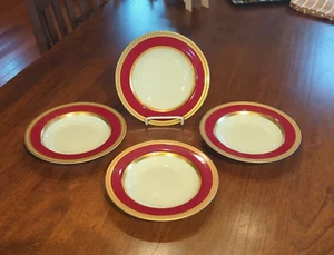 Retired MIKASA Grande Ivory French Embassy Red L2829 Rim Soup Bowl ~ SET OF 4 - Picture 1 of 7