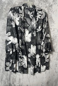 Maggie Barnes Damen schwarz Blumen Überwurf Cardigan Rüschen vorne offen Größe 2X - Bild 1 von 6