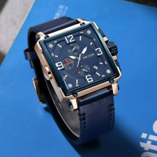 Mens Analog Military Chronograph Luminous Quartz Leather Strap Fashion watch