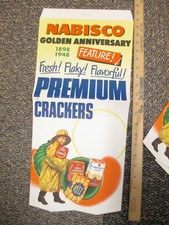 NABISCO 1948 grocery store display sign 50th anniv Ritz Graham PREMIUM crackers