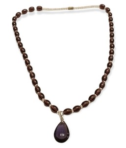 Vintage Amethyst Purple Glass Beaded Necklace 19" Long