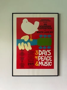 Woodstock Music & Art Fair Original 2. Druck Konzert Poster gerahmt 1969 - Bild 1 von 5