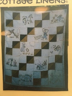 Cottage Linens Fun on the Farm Embroidery Patterns Quilt Block Horse Pig Chicken - Image 1 of 4