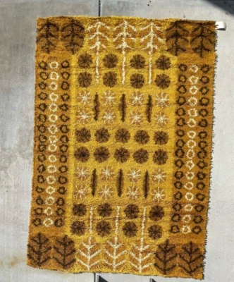 60's DANIA TAEPPER Circles Snow Flakes UNUSED Danish Rya Rug 5'7" x 8'2" MCM - Image 1 of 4