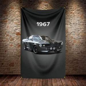 1967 Ford Mustang Classic Vintage Model Black Car Flag Banner 3x5ft Garage - Picture 1 of 5