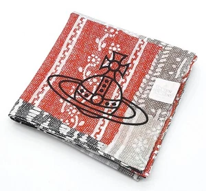 Vivienne Westwood Cotton scarf Large Handkerchief New 22.5" orb embroidery - Picture 1 of 4