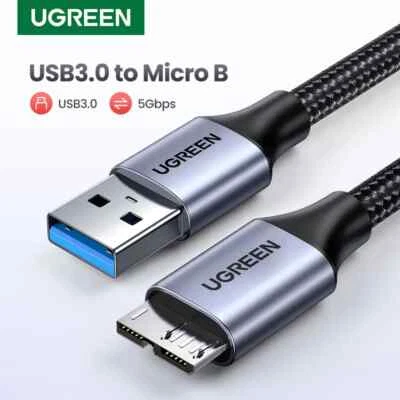 Ugreen Hard Drive Cable Aluminium USB 3.0 to Micro B 5Gbps 3A HDD SSD 0.25m - 1m - Image 1 of 4