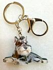 Schnauzer Lying Down Realistic Dog Flat Acrylic Key Ring Keychain Jewelry