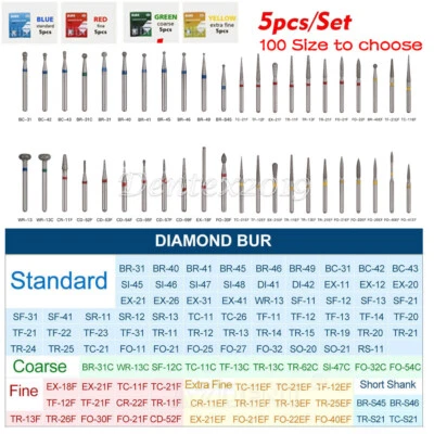 AZDENT 100Type Dental Diamond Burs FG Drill For High Speed Handpiece 1.6mm - Image 1 of 4