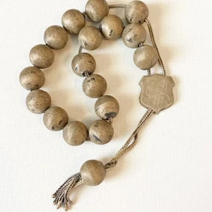 Vintage Islamic Prayer Beads Fine Silver 950 Brushed Patina Turkey Arabic Tassel - Picture 1 of 9