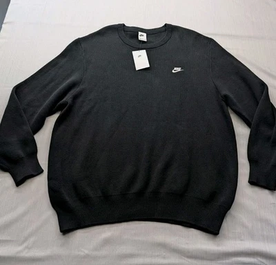 Nuevo suéter tejido de peso pesado Nike Club para hombre talla XL negro FQ2912 $90 Foto 1 de 4