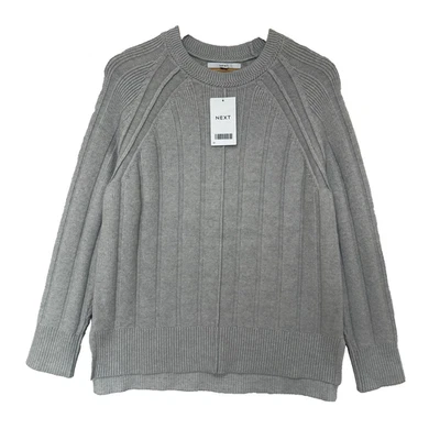 Jersey Next gris claro tejido acanalado cuello redondo para mujer talla M mezcla de viscosa Foto 1 de 4