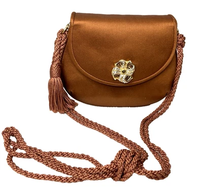 Vintage, Judith Lieber Assinado Russet Bolsa de Noite de Seda, Alça Destacável 1 proprietário - Imagem 1 de 4