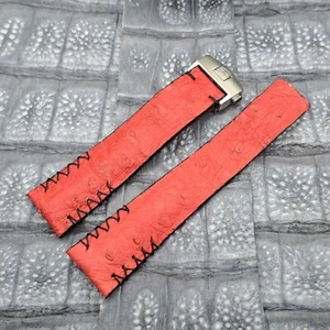 22mm/18mm Ostrich Leather Watch Band Exotic Leather Minimalist Design - Picture 1 of 10