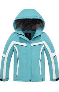 Age 10-12 Girl's Waterproof Winter Coat Hooded Ski Jacket Snow Warm - Picture 1 of 7
