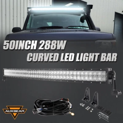 50" INCH Curved Dual-Row LED Light Bar Offroad Driving For Dodge Ram 1500 2500 Foto 1 de 4