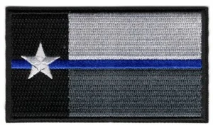 TEXAS STAAT DÜNNE BLAUE LINIE FLAGGE Aufbügeln Aufnäher Polizeigesetz - Bild 1 von 1