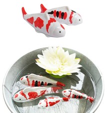 Koi carpe 10 cm porcellana pesce galleggiante set da 2 per laghetto da giardino, decorazione stagno