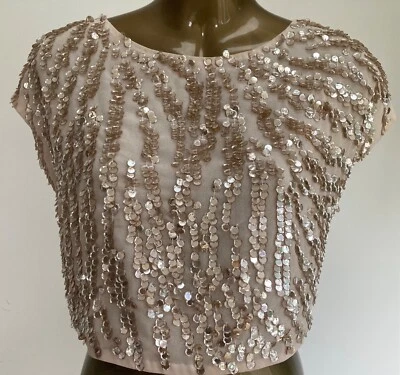COAST PINK CROPPED SEQUIN SPARKLY TOP PARTY WEDDING BRIDESMAID PROM CRUISE 16 - Image 1 of 4